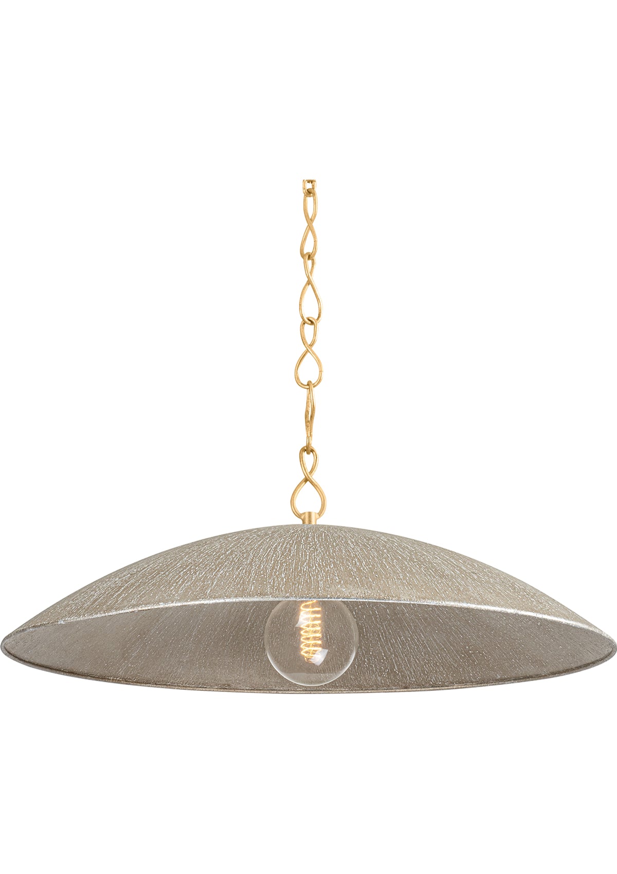 Eve Pendant – Vintage Gold Leaf / Textured Warm Silver Leaf, 32" W