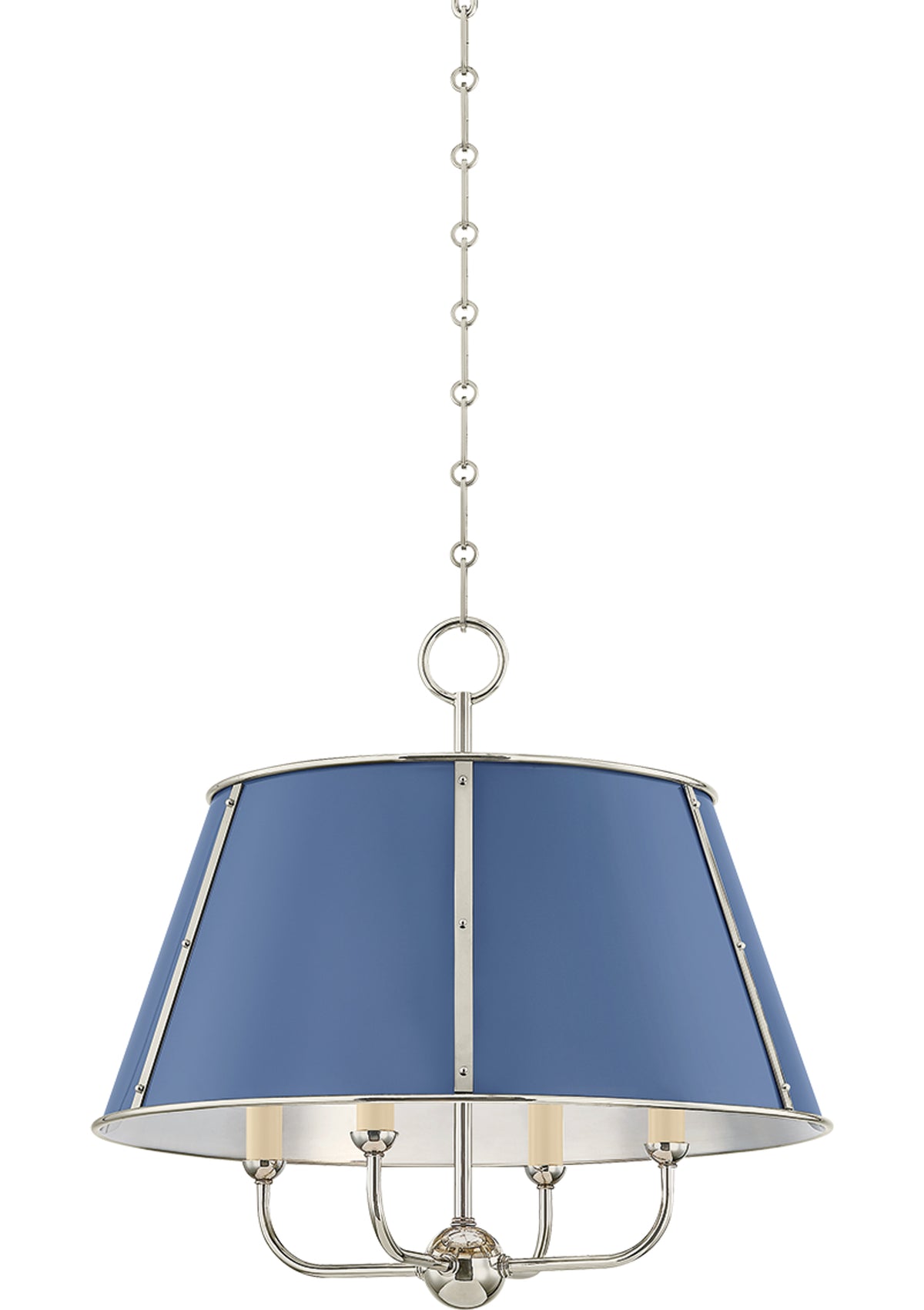 Cambridge Chandelier – Polished Nickel / Soft French Blue, 20.25" W