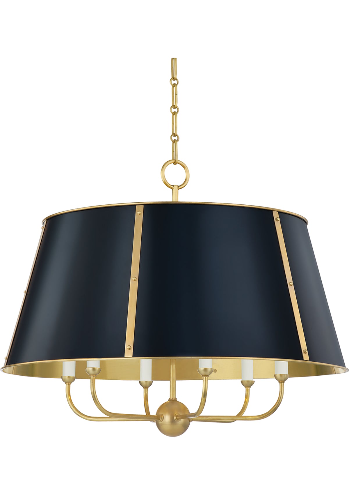 Cambridge Chandelier – Aged Brass / Darkest Blue, 28.5" W