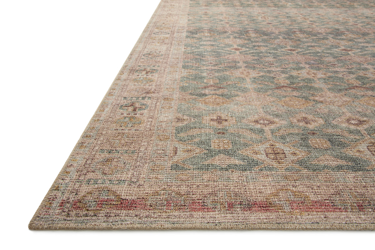 Aubrey Aqua/Sand Rug – corner detail