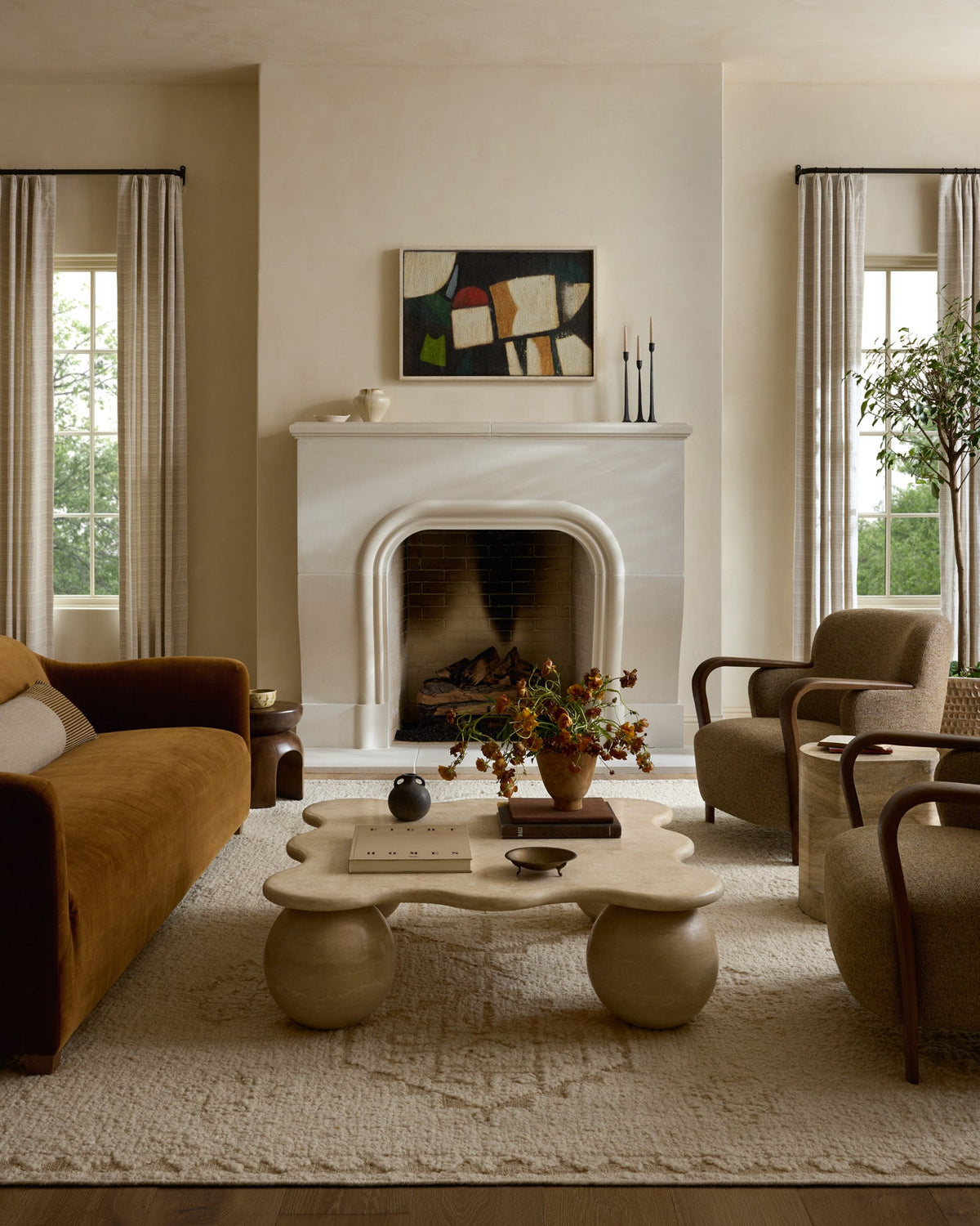 Alara 02 Ivory/Natural Rug – room scene