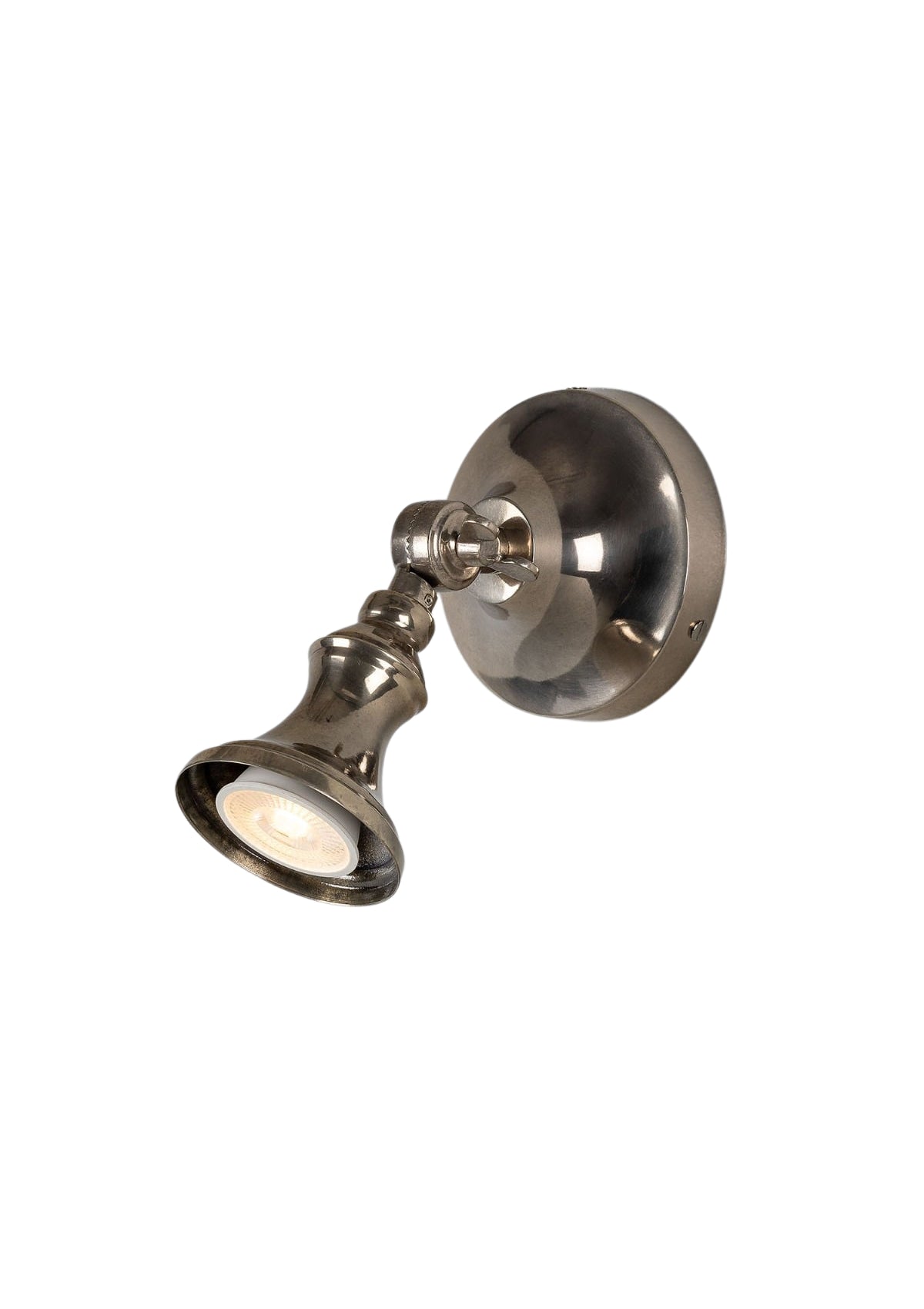 Accra Traditional Small Brass Spotlight – Antique Silver
