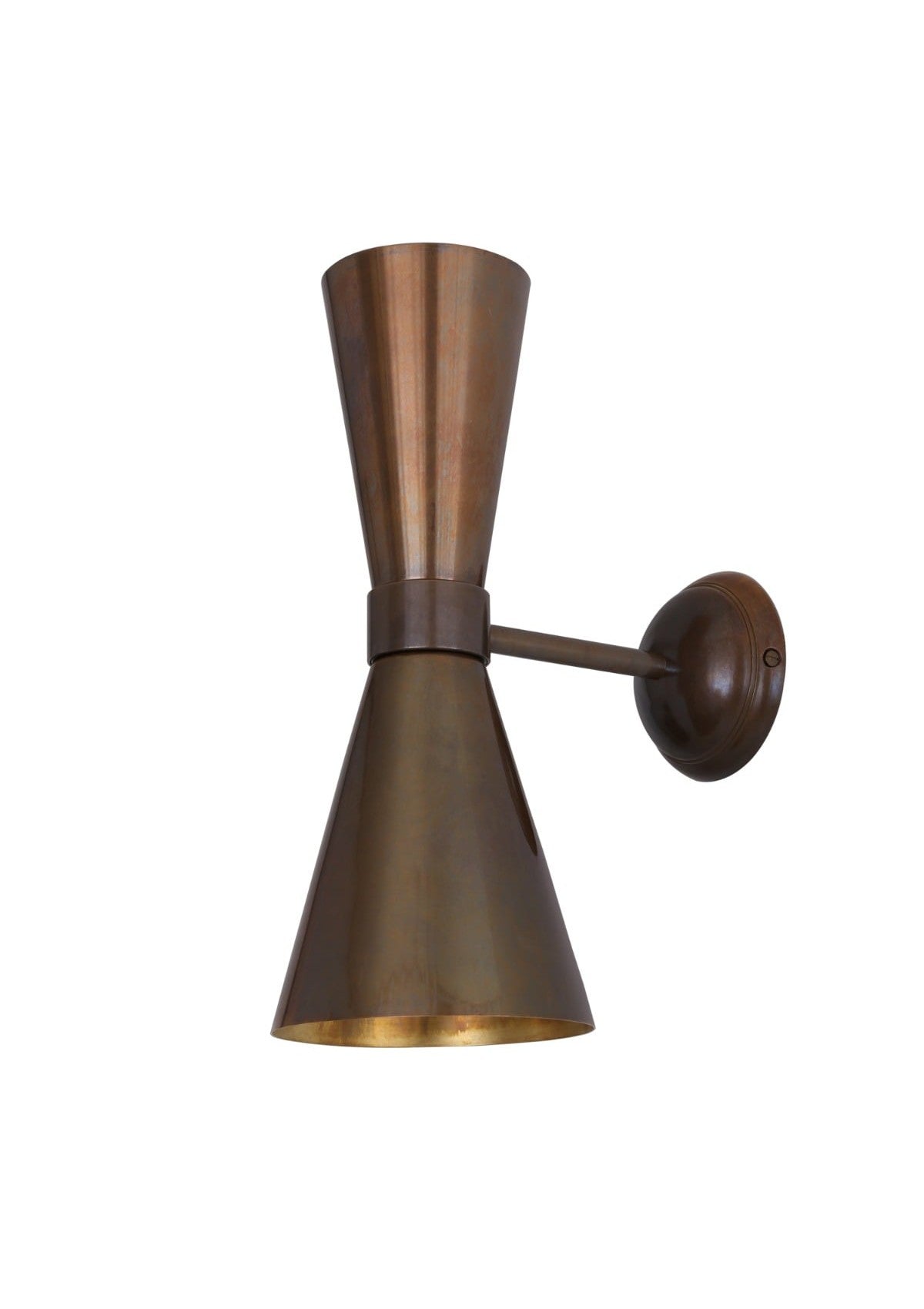Amias Mid-Century Double Brass Cone Wall Sconce – Antique Brass