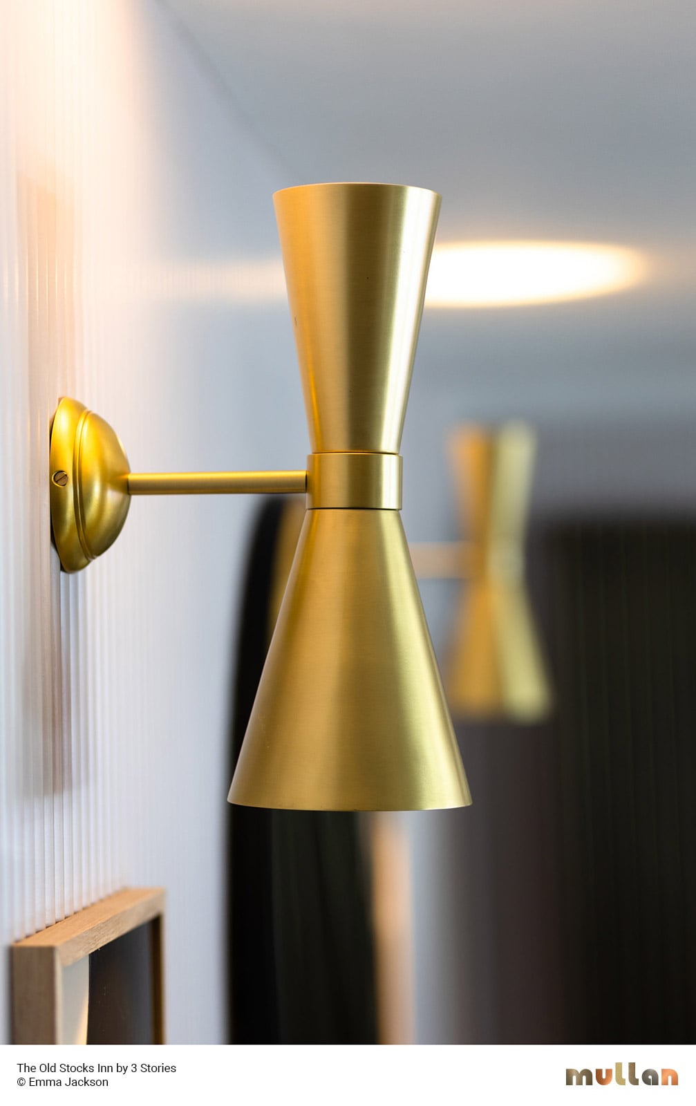 Amias Mid-Century Double Brass Cone Wall Sconce