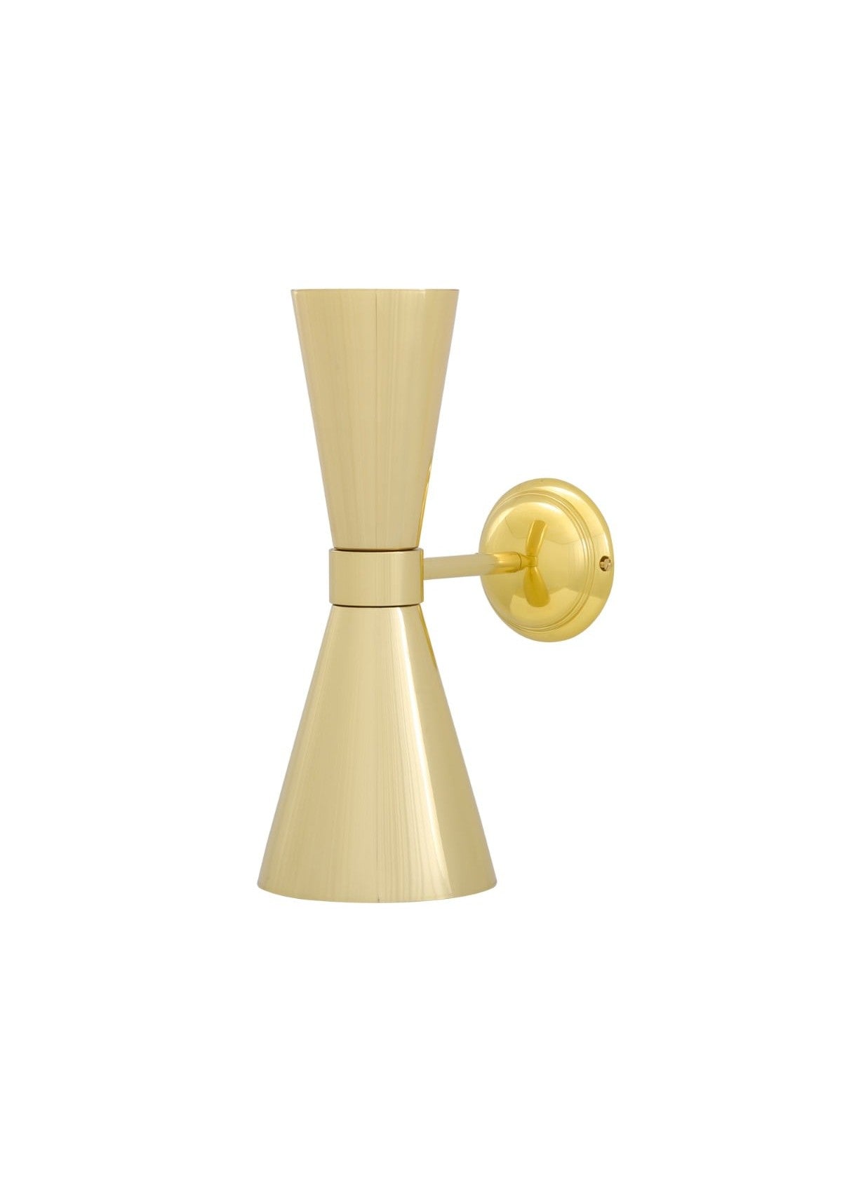 Amias Mid-Century Double Brass Cone Wall Sconce – Polished Brass