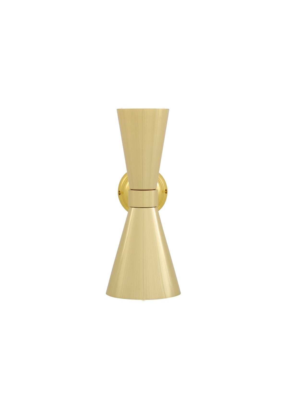 Amias Mid-Century Double Brass Cone Wall Sconce – Polished Brass