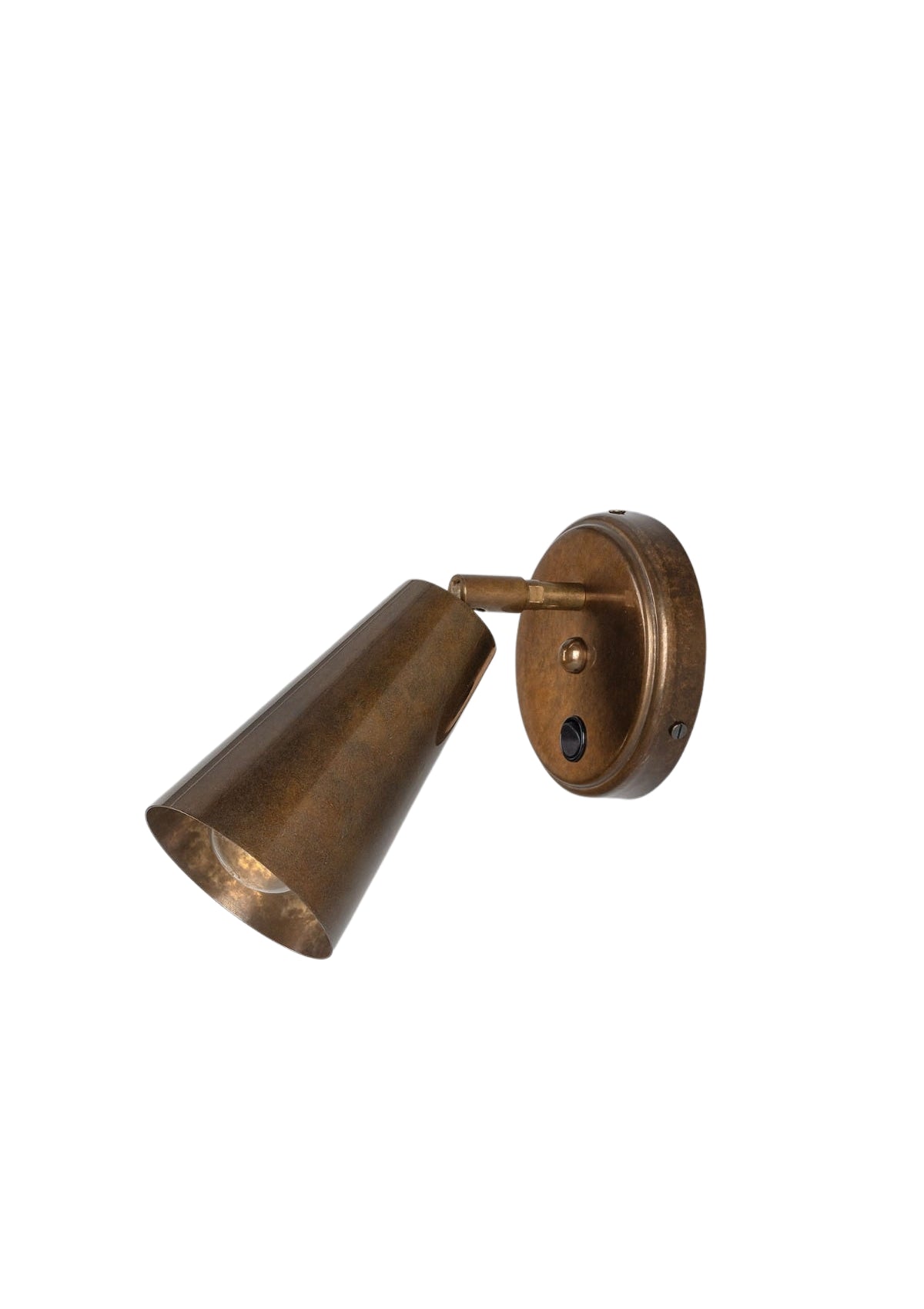 Cashel Adjustable Brass Cone Wall Sconce with Switch – Antique Brass