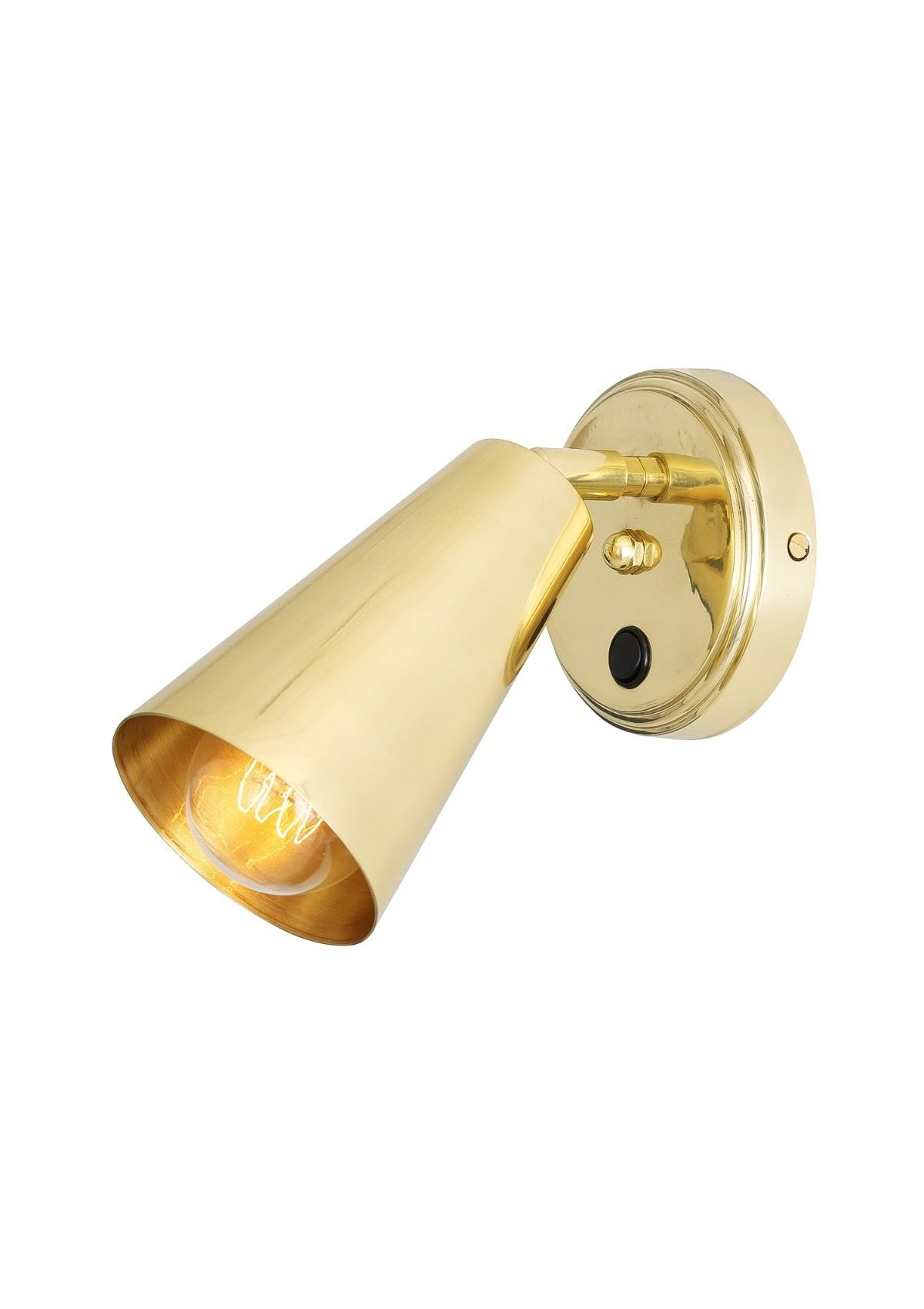 Cashel Adjustable Brass Cone Wall Sconce with Switch – Polished Brass