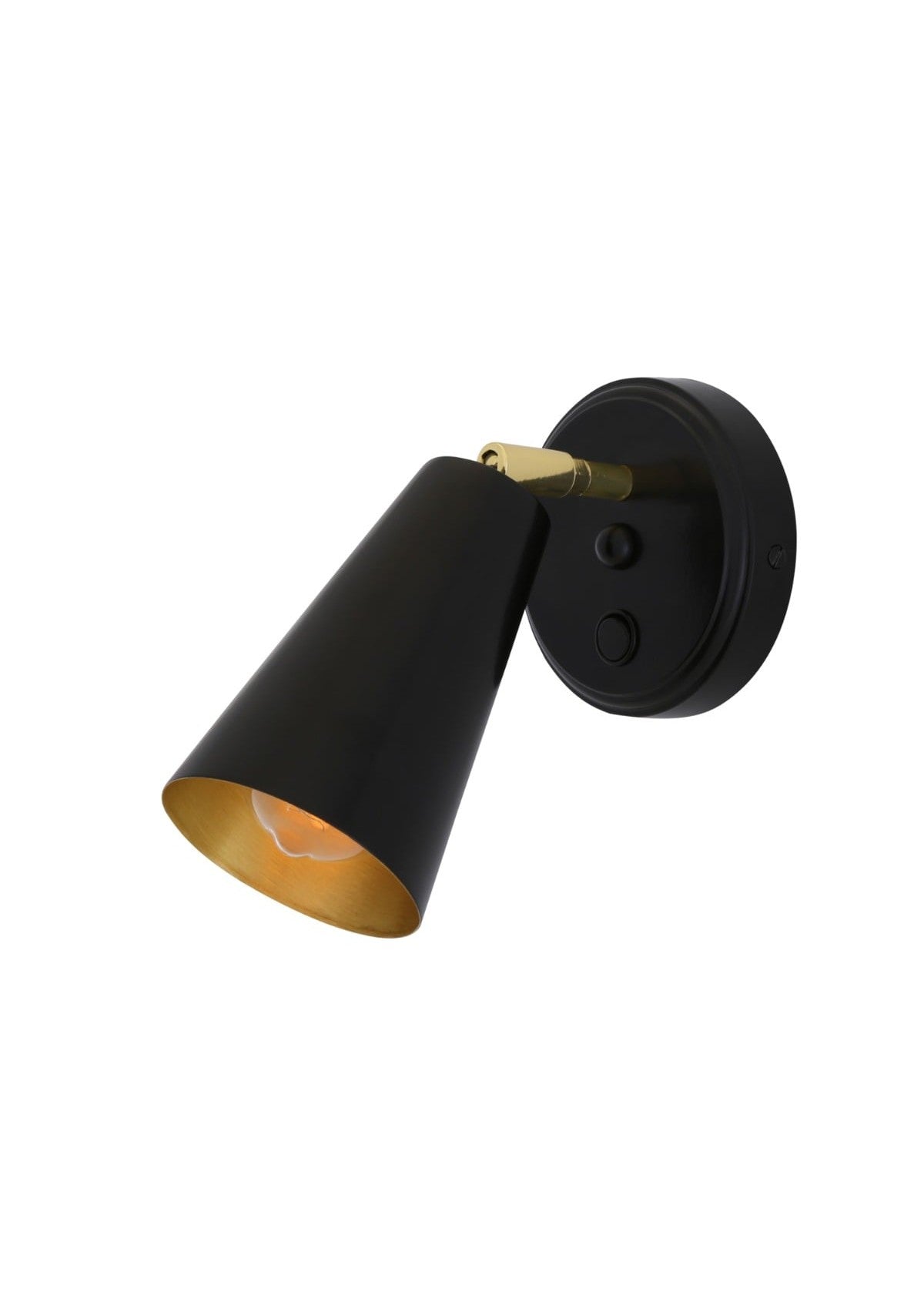 Cashel Adjustable Brass Cone Wall Sconce with Switch – Powder Coated Matte Black