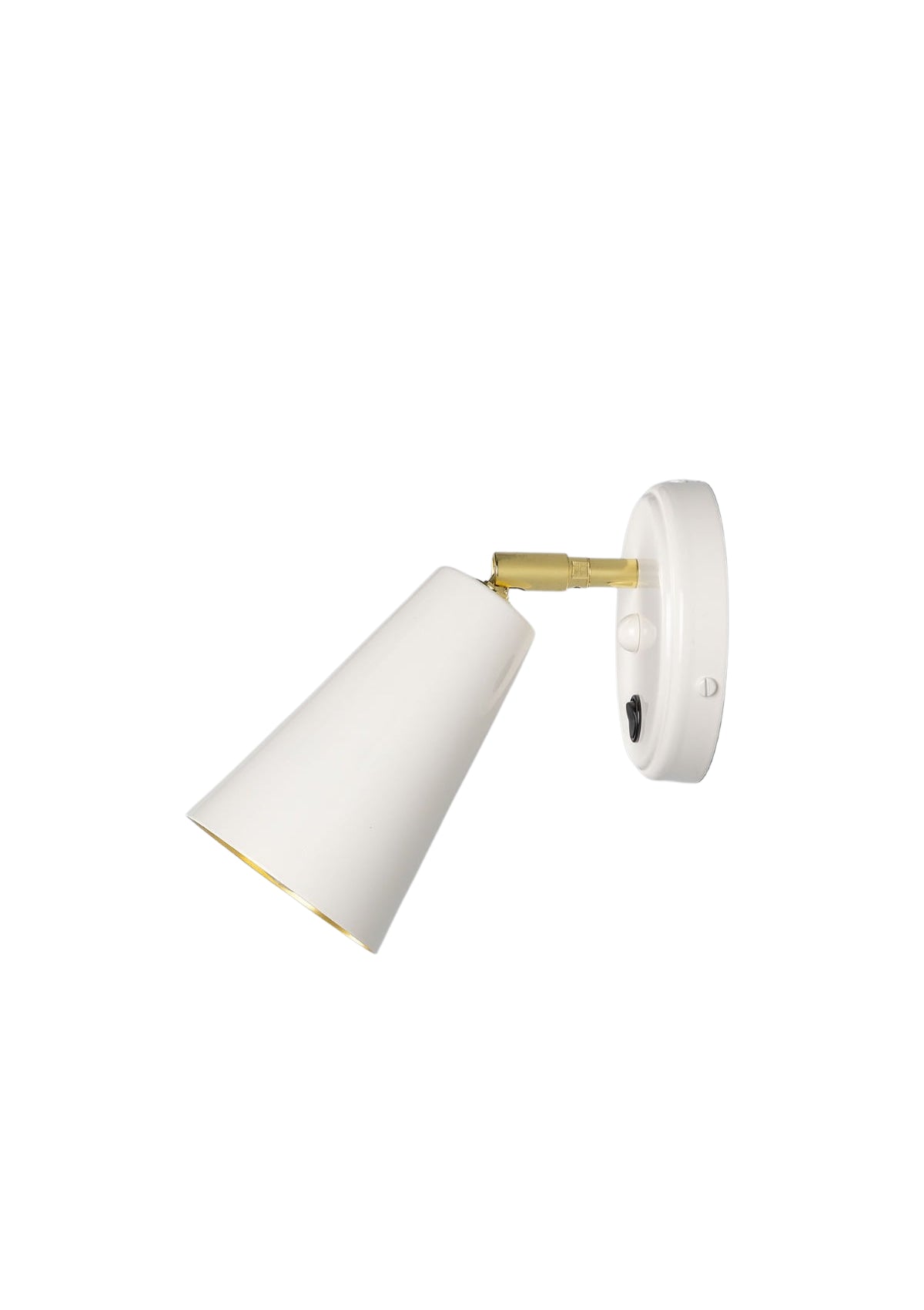 Cashel Adjustable Brass Cone Wall Sconce with Switch – side view