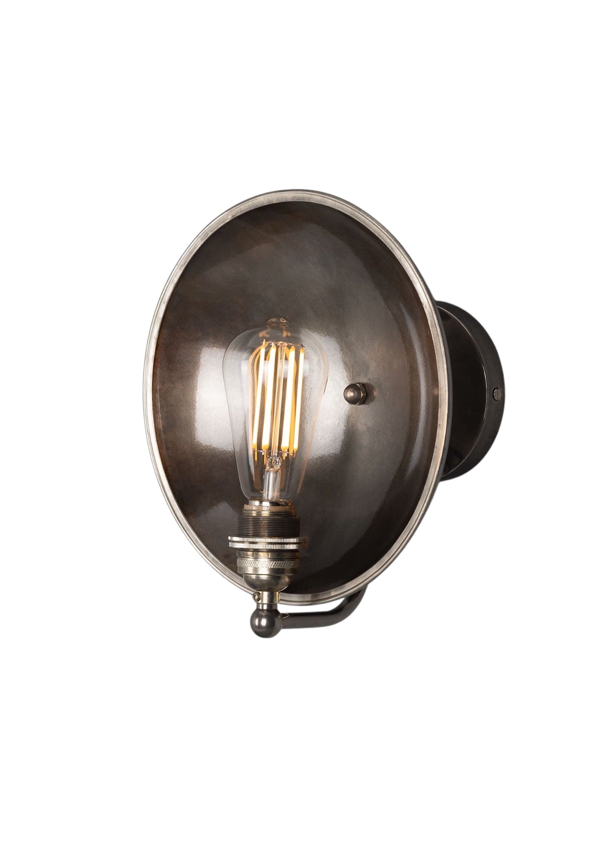 Chulainn Industrial Brass Dish Wall Sconce – Antique Silver