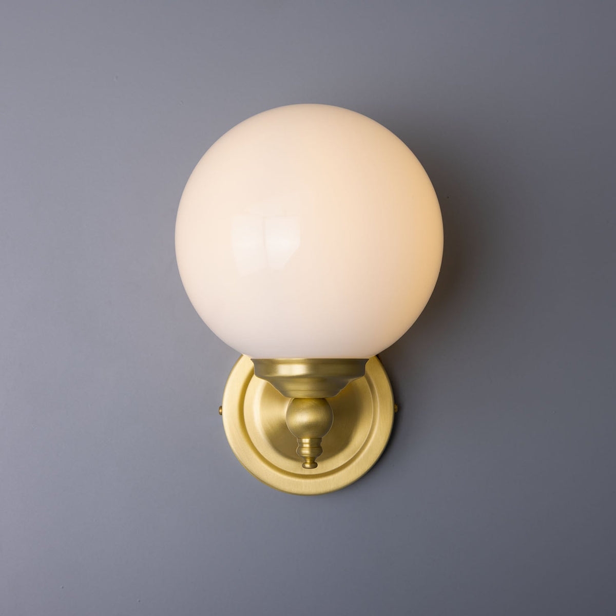 Cloghan Traditional Brass and Opal Glass Globe Wall Sconce – Satin Brass