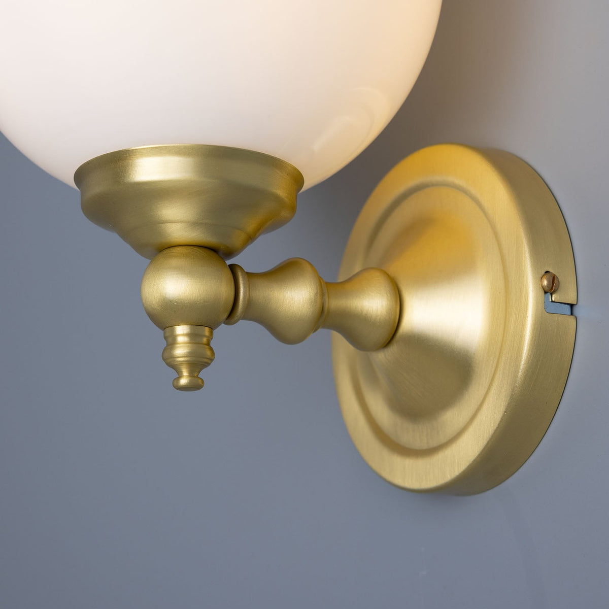 Cloghan Traditional Brass and Opal Glass Globe Wall Sconce – Detail