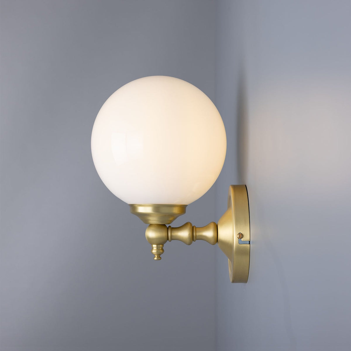 Cloghan Traditional Brass and Opal Glass Globe Wall Sconce – Satin Brass