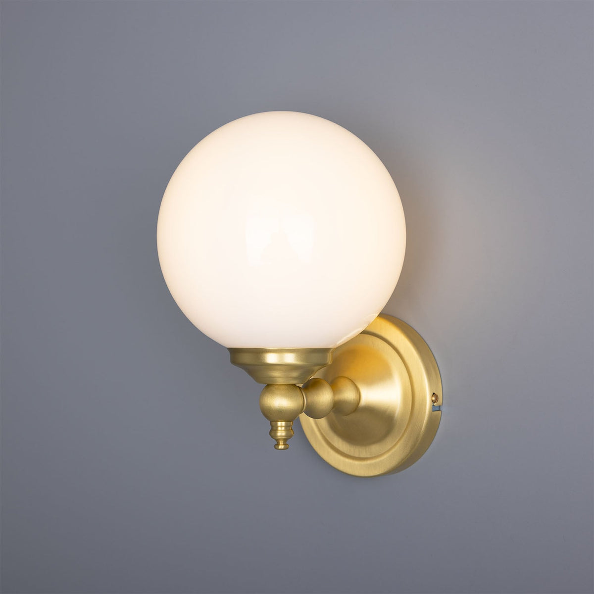 Cloghan Traditional Brass and Opal Glass Globe Wall Sconce – Satin Brass