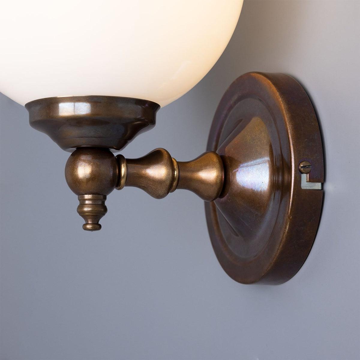 Cloghan Traditional Brass and Opal Glass Globe Wall Sconce – Detail