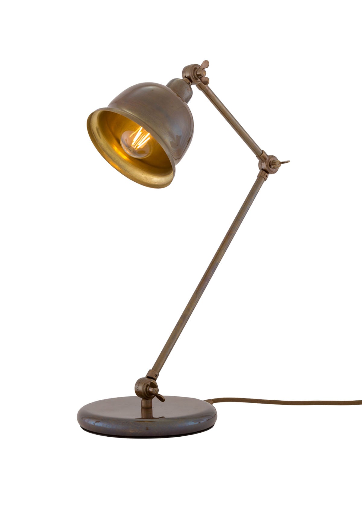Dale Vintage Brass Bell Shade Table Lamp