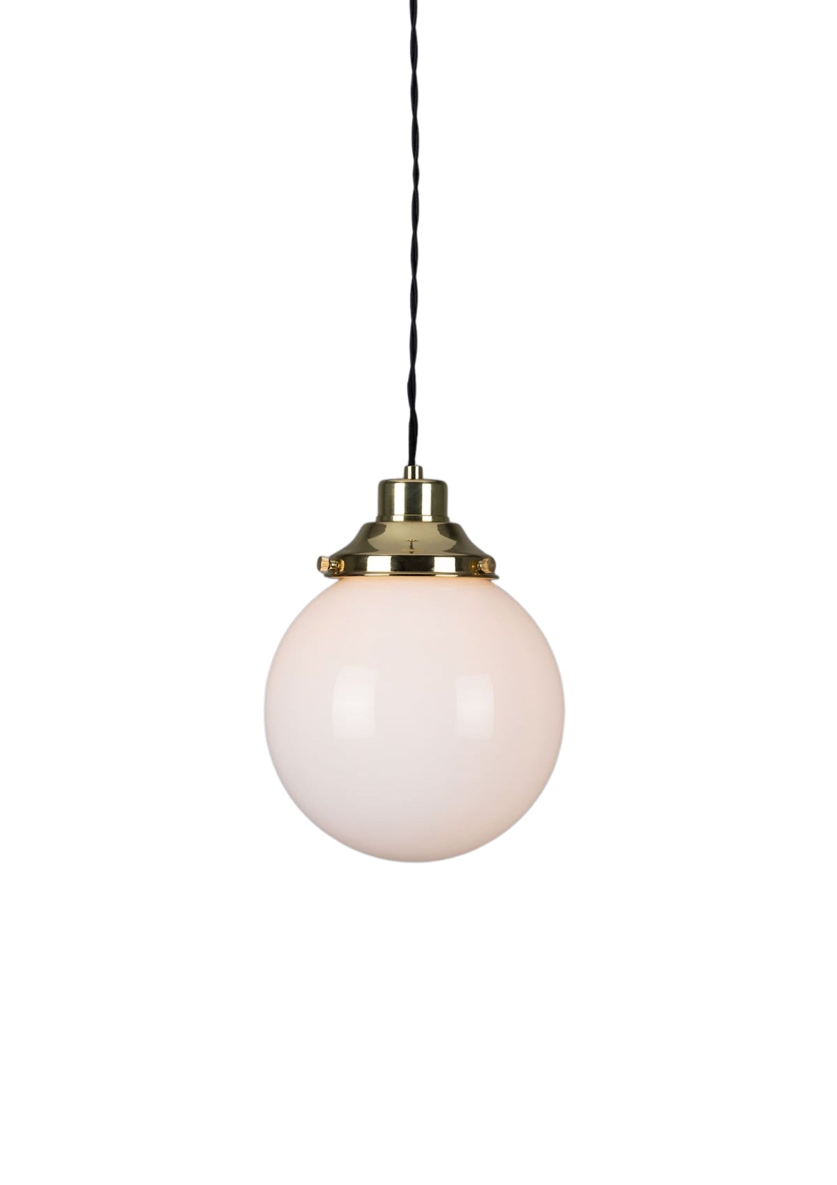 Gentry Opal Globe Pendant Light 7.75" – Polished Brass