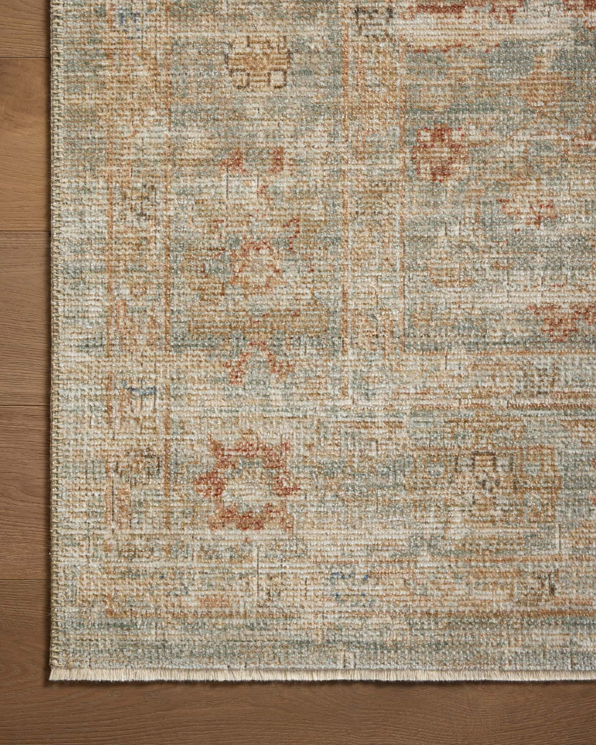 Heritage Aqua/Terracotta Rug – detail