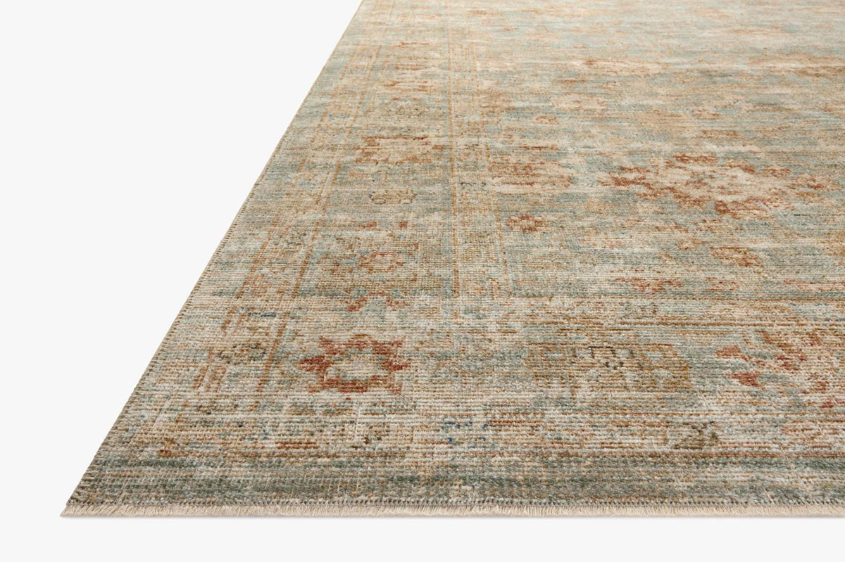 Heritage Aqua/Terracotta Rug – corner detail