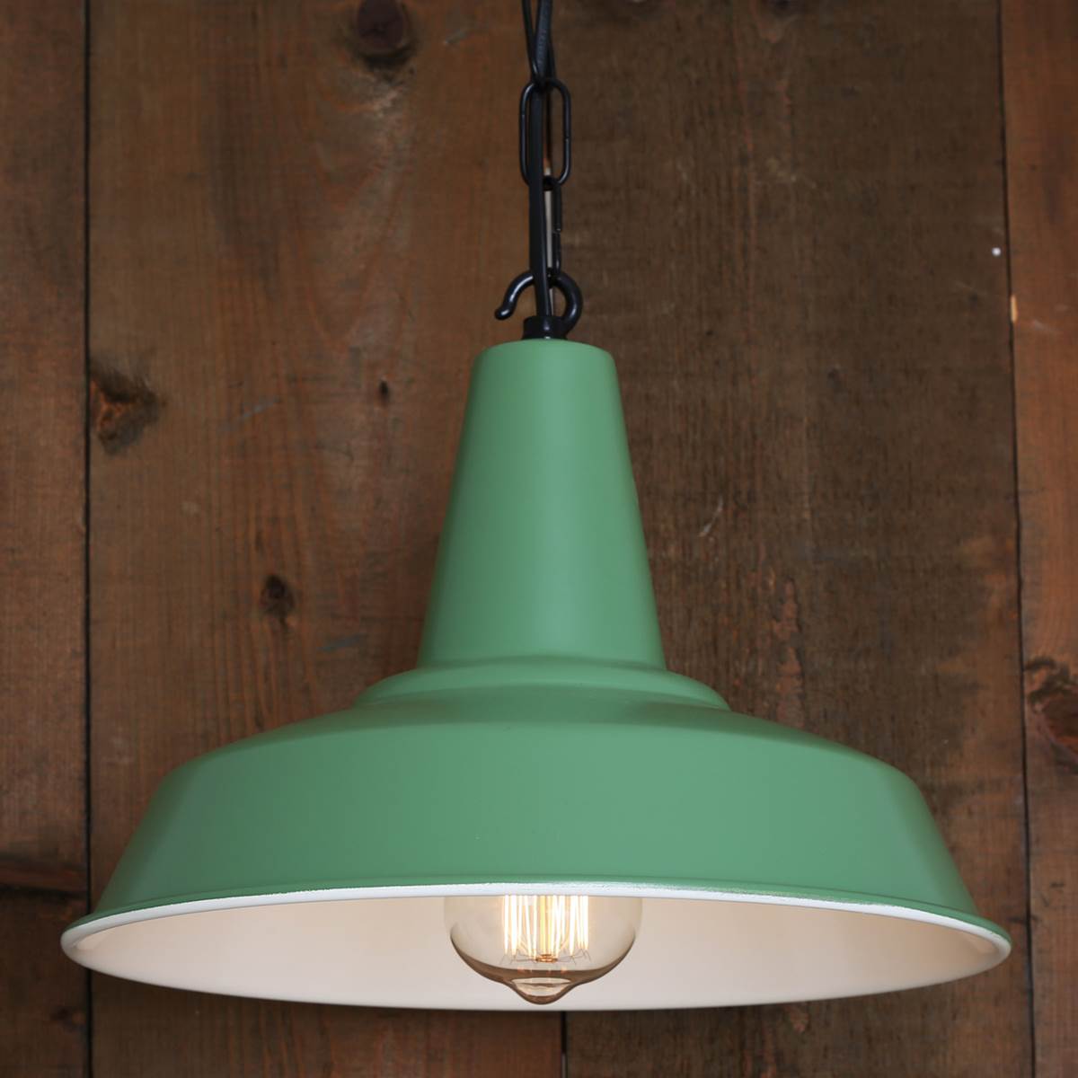 Hex Industrial Factory Pendant Light – Powder Coated Sage Green