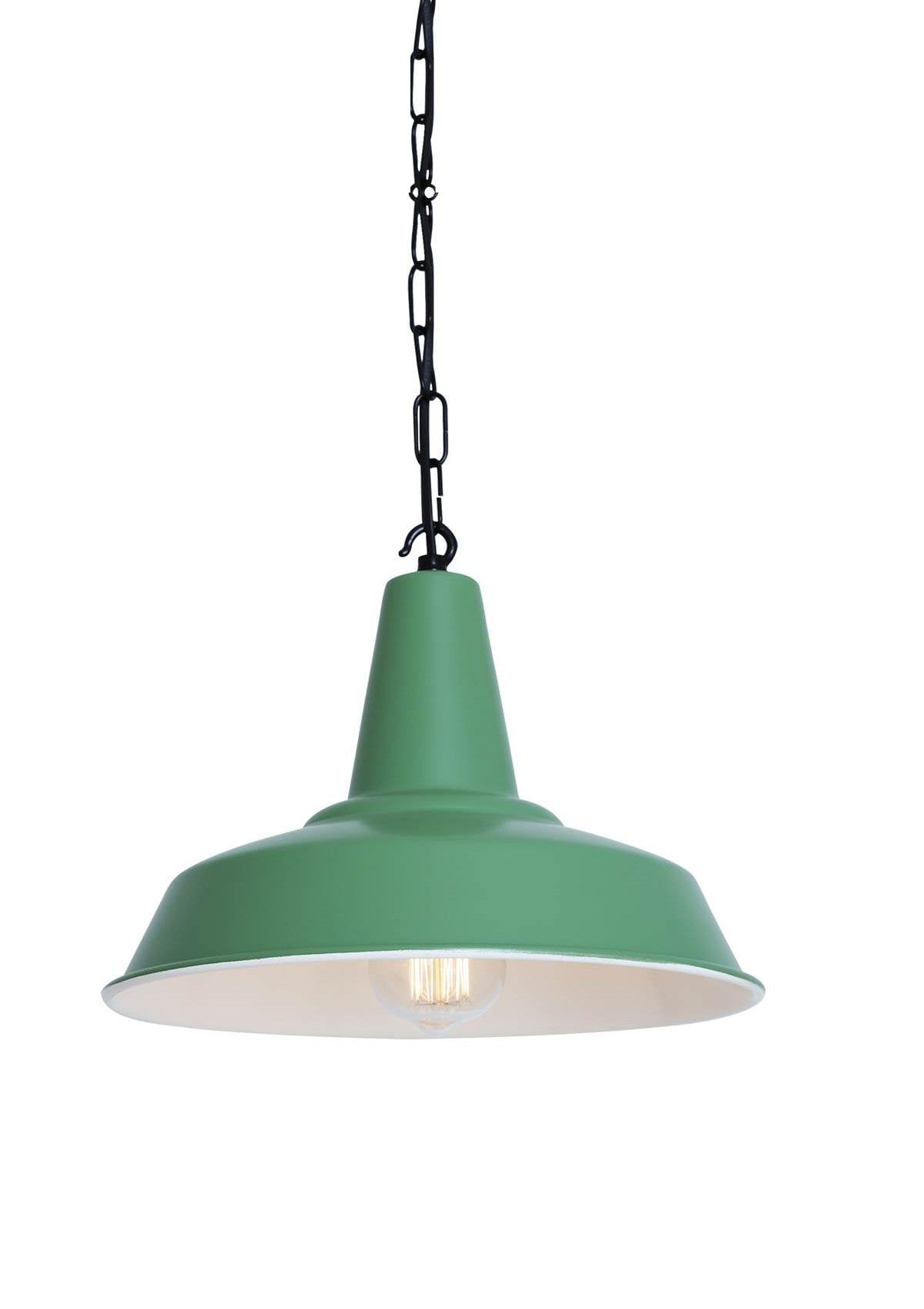 Hex Industrial Factory Pendant Light – Powder Coated Sage Green
