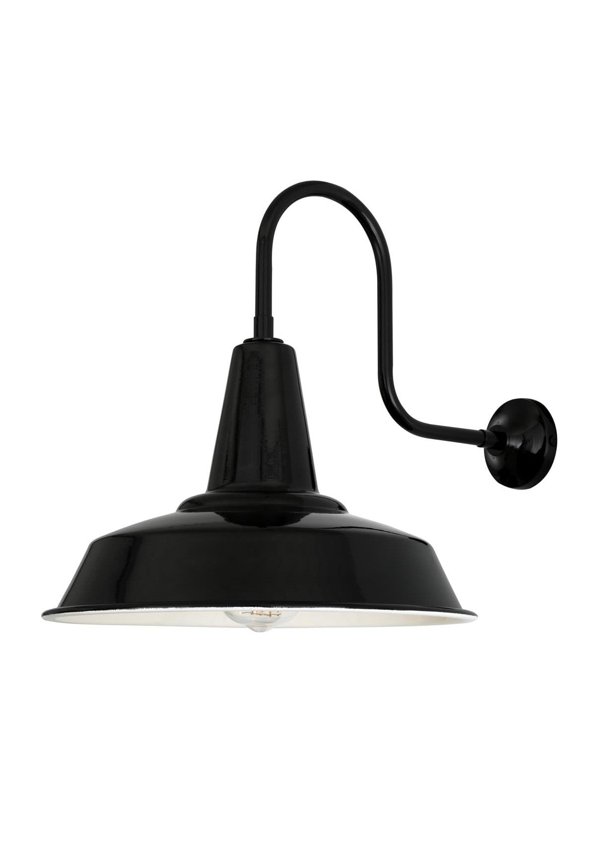 Hex Industrial Factory Swan Neck Wall Sconce – Powder Coated Black