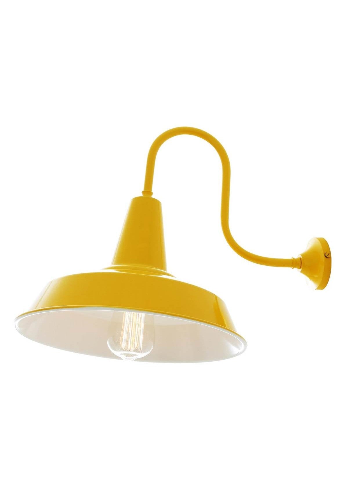 Hex Industrial Factory Swan Neck Wall Sconce – Powder Coated Yellow