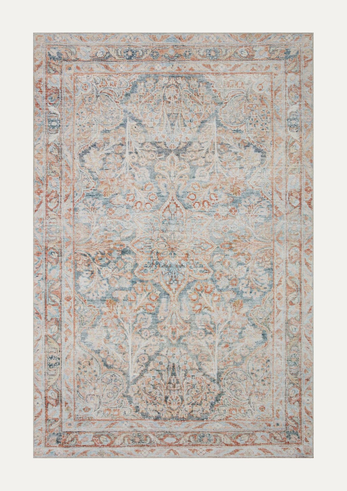 Lenna Ocean/Apricot Rug | Magnolia Home by Joanna Gaines × Loloi