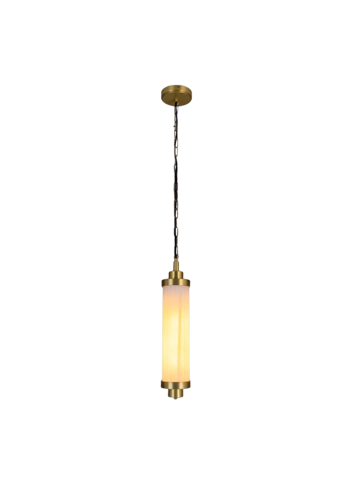 Louise Vintage Rippled Opal Glass and Brass Bathroom Pendant