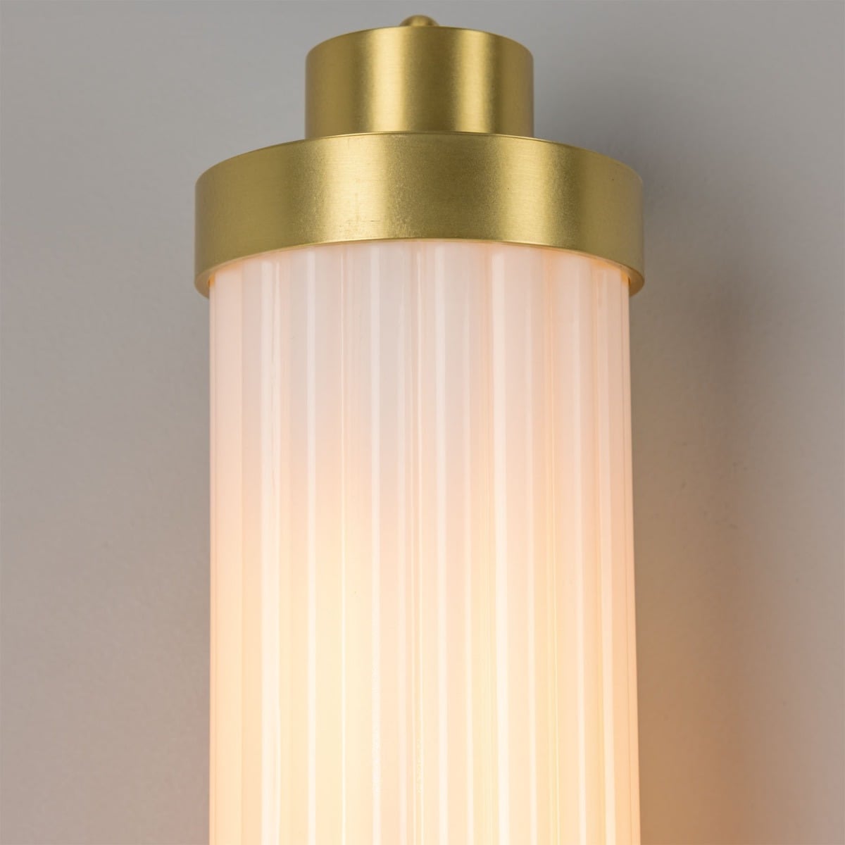 Louise Vintage Rippled Opal Glass and Brass Bathroom Wall Sconce