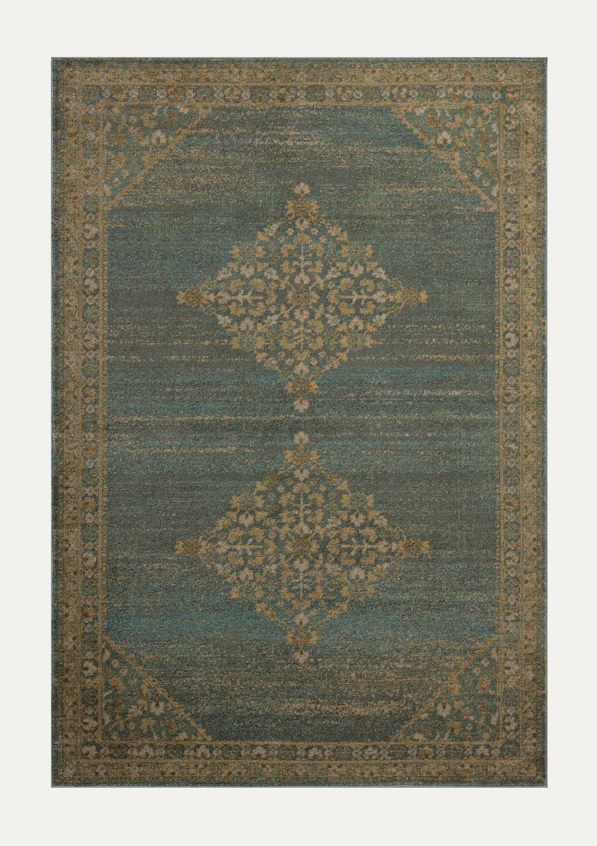 Mona Aqua/Wheat Rug | Magnolia Home by Joanna Gaines × Loloi