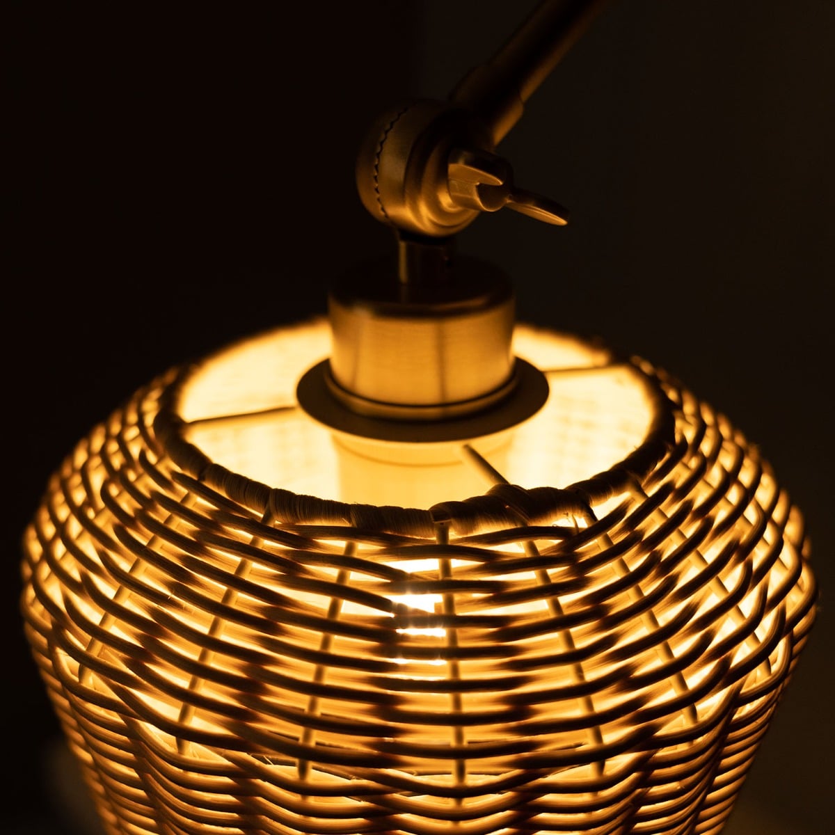 Manila Adjustable Arm Wall Sconce with Small Rattan Shade – Rattan Detail