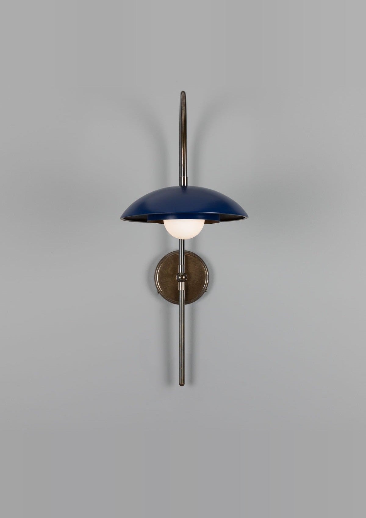 Marrakesh Art Deco Arc Wall Sconce – Antique Brass and Powder-Coated Sapphire Blue