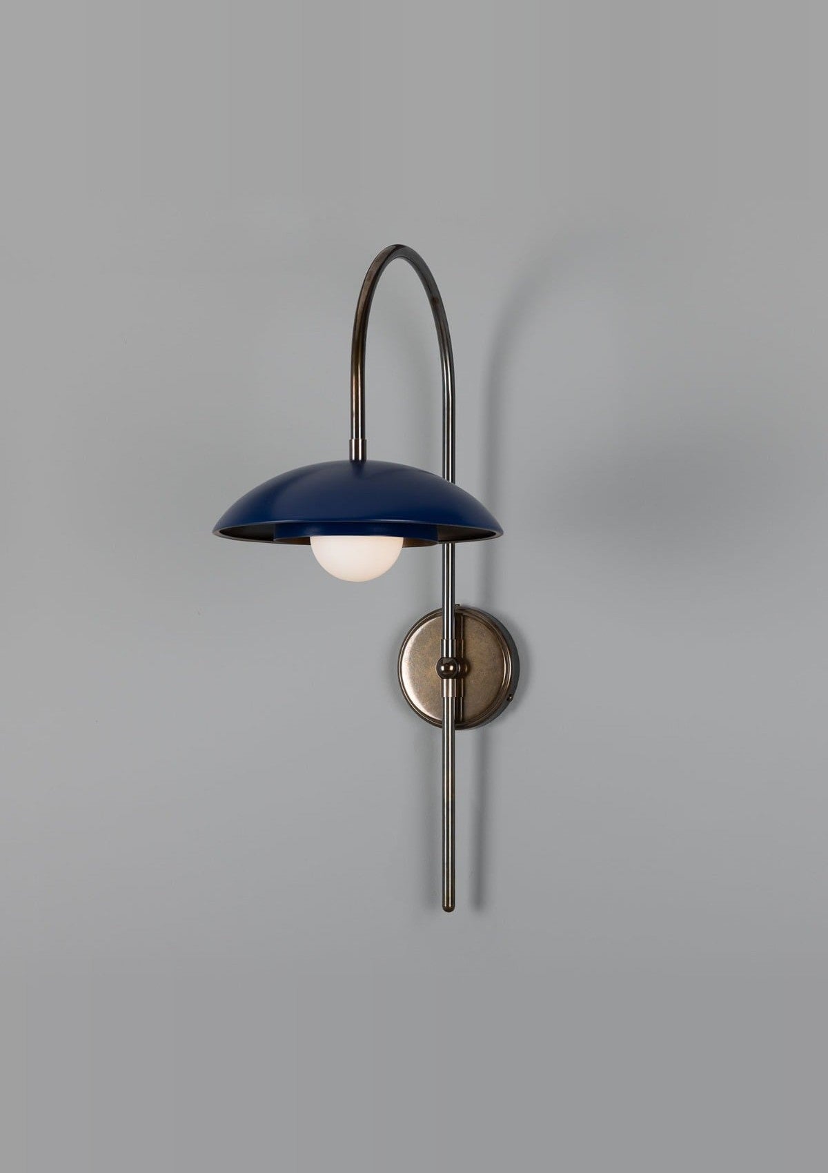 Marrakesh Art Deco Arc Wall Sconce – Antique Brass and Powder-Coated Sapphire Blue
