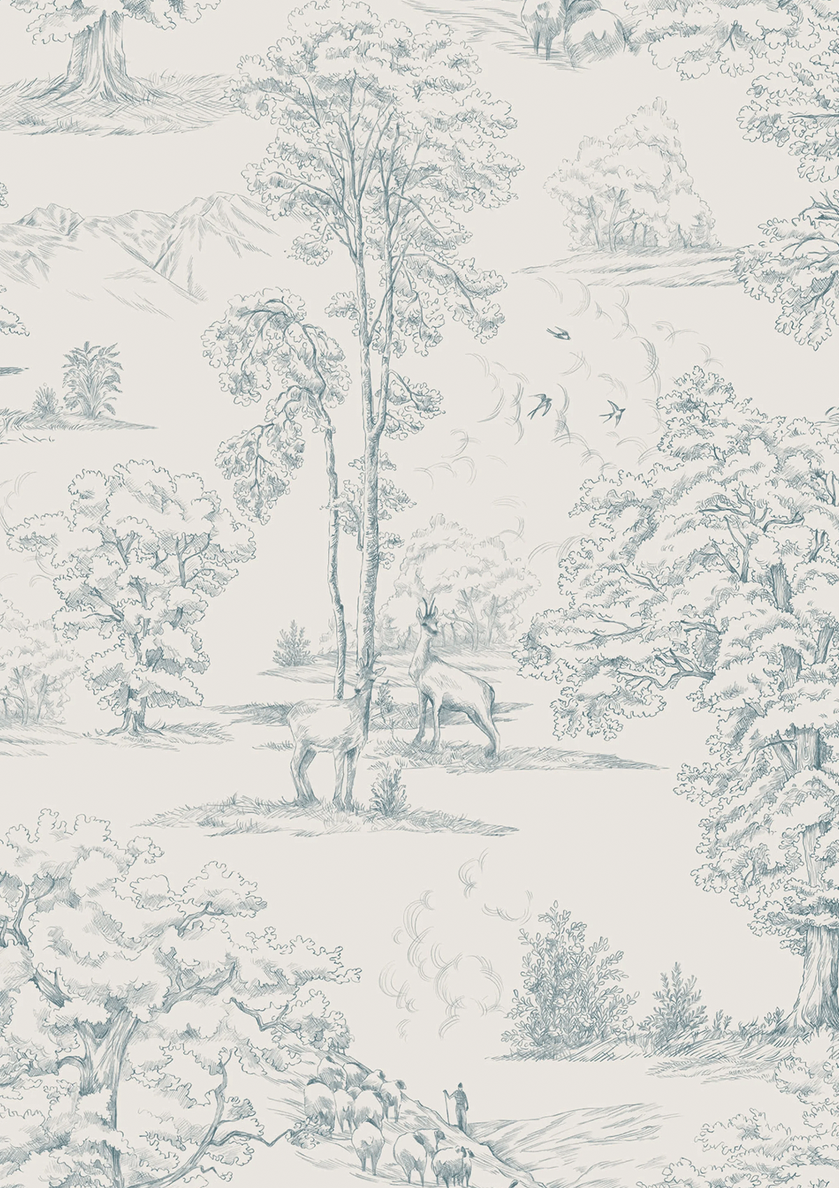 Monfort Wallpaper in Indigo Blue