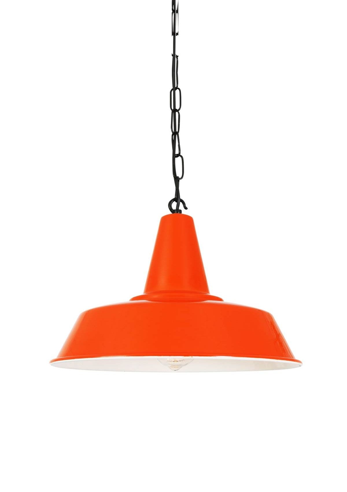 Nassau Industrial Factory Pendant Light – Powder Coated Orange