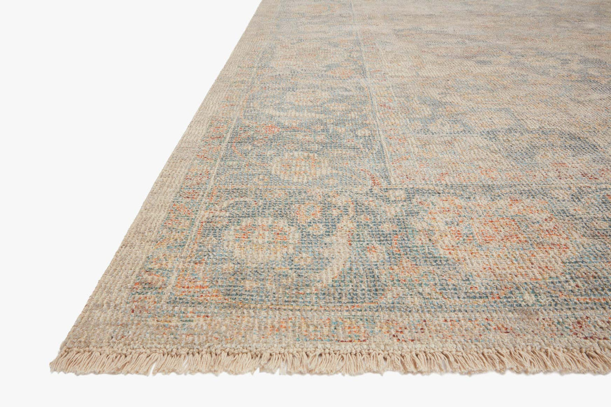 Priya Bone/Bluestone Rug – corner detail