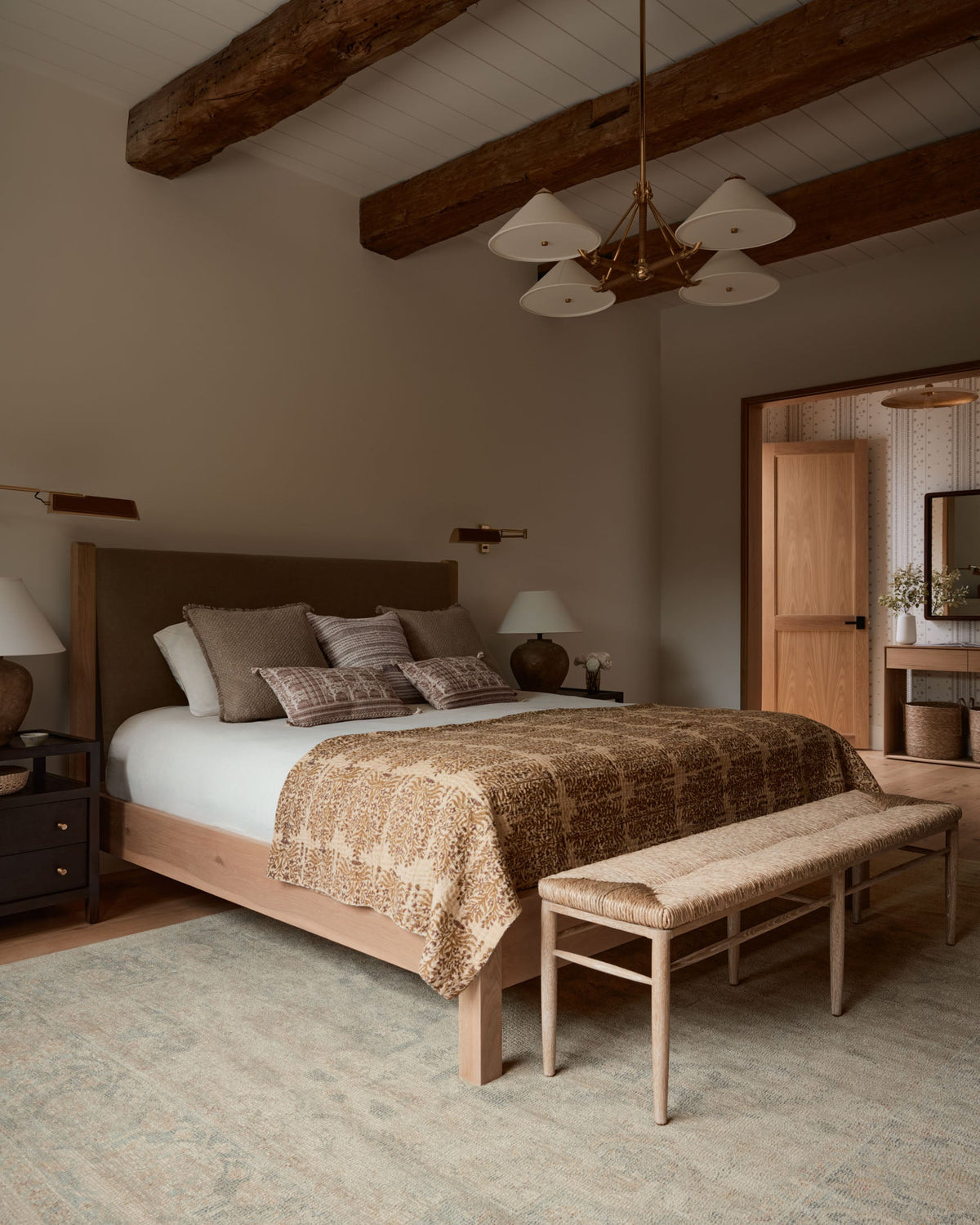 Priya Bone/Bluestone Rug – room scene
