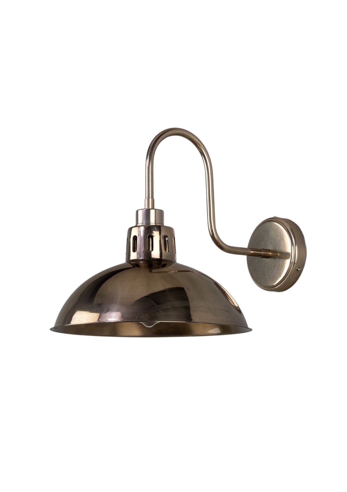 Paris Industrial Brass Swan Neck Wall Sconce – Antique Silver