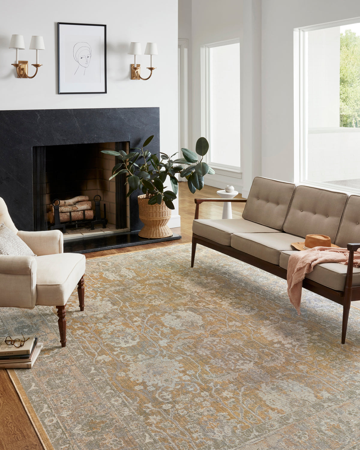 Rosemarie Gold/Sand Rug – room scene