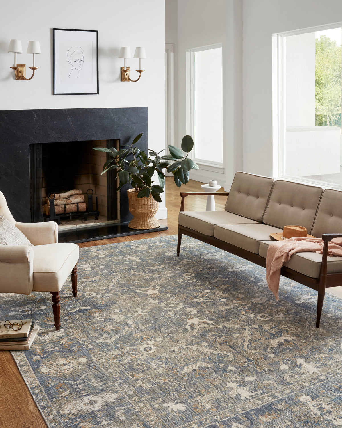 Rosemarie Sand/Lagoon Rug – room scene
