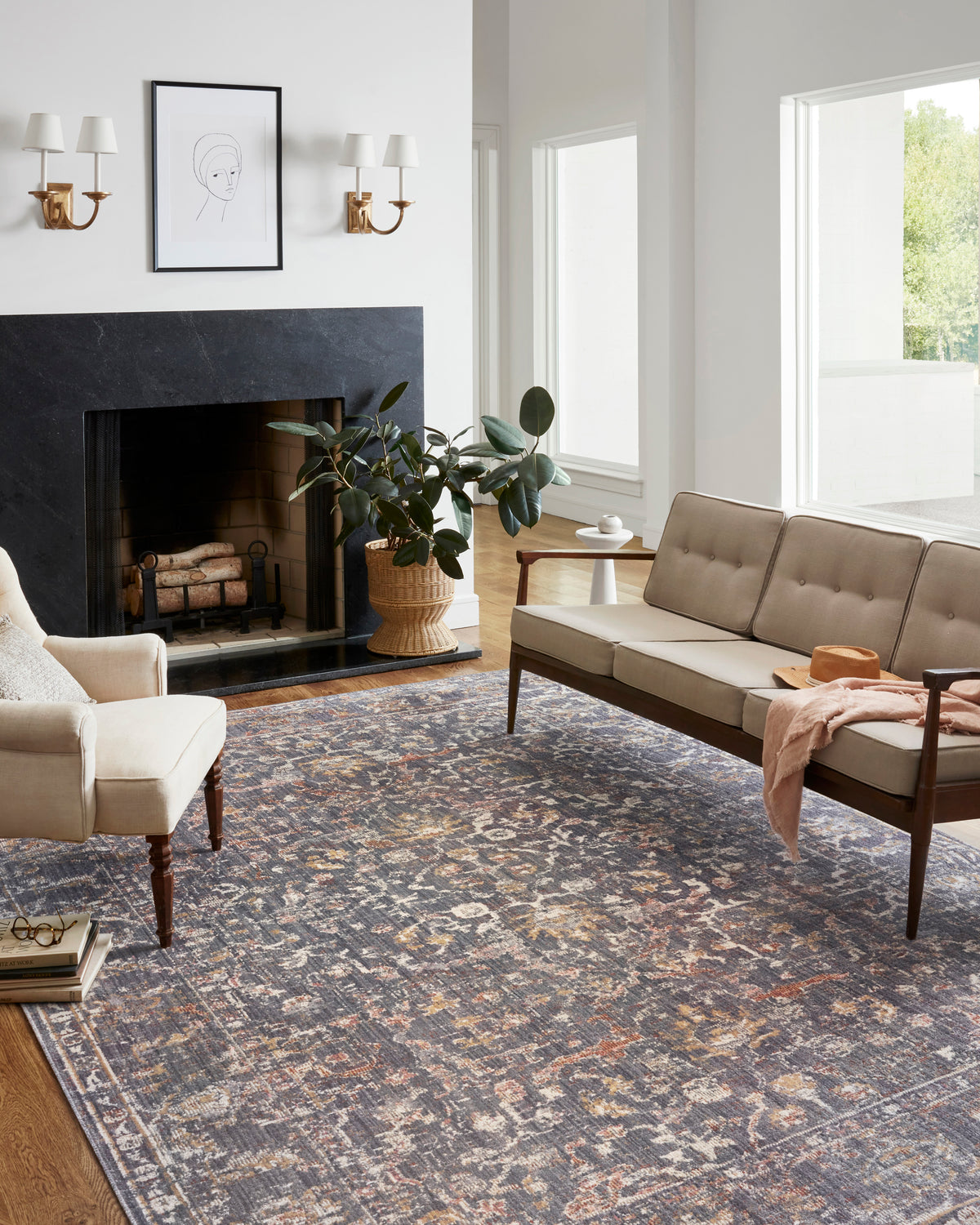 Rosemarie Graphite/Multi Rug – room scene
