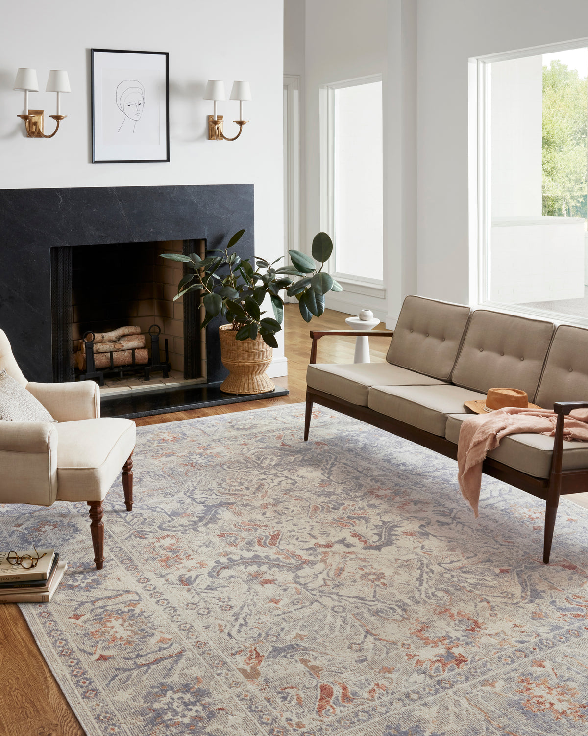 Rosemarie Oatmeal/Lavender Rug – room scene