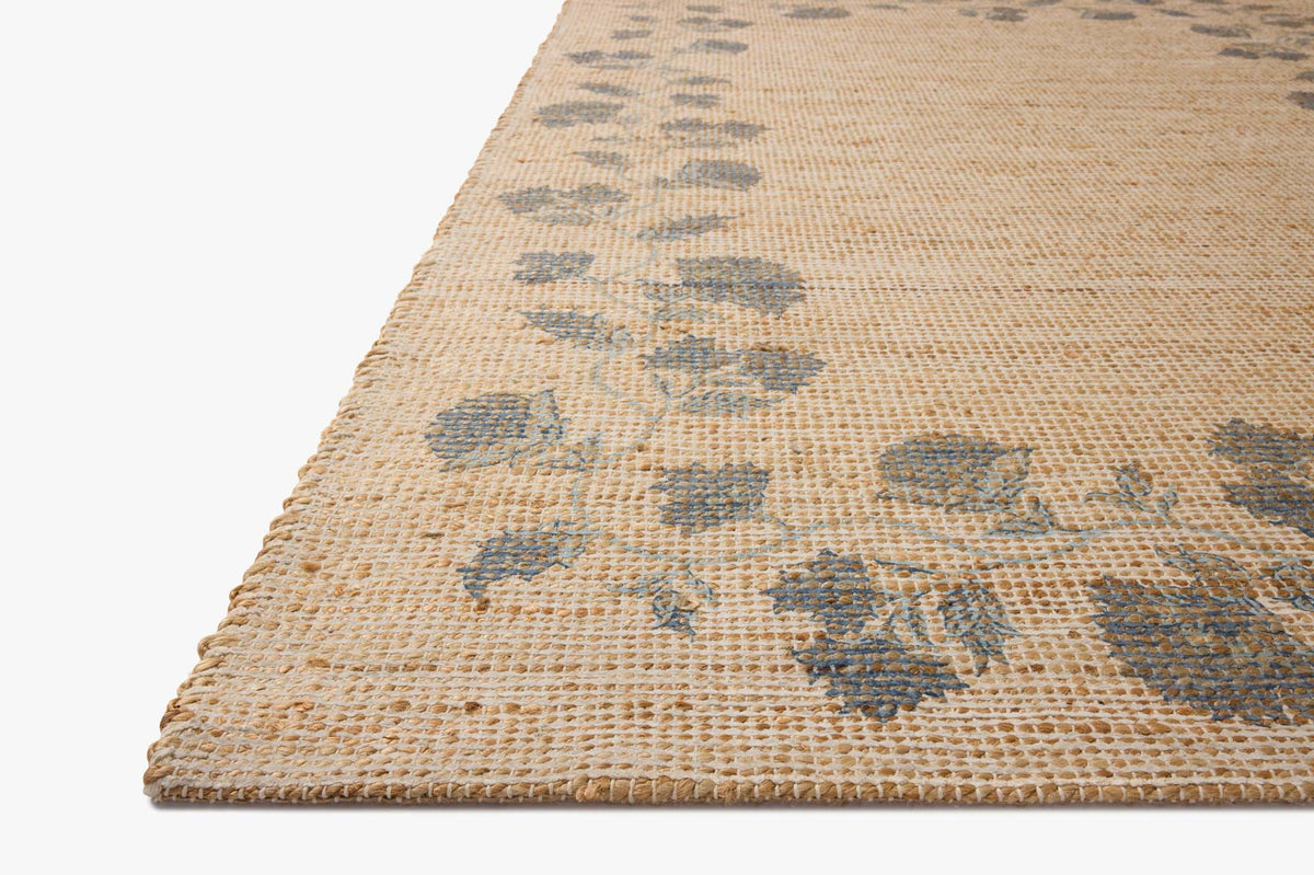 Rue Natural/Denim Rug – corner detail