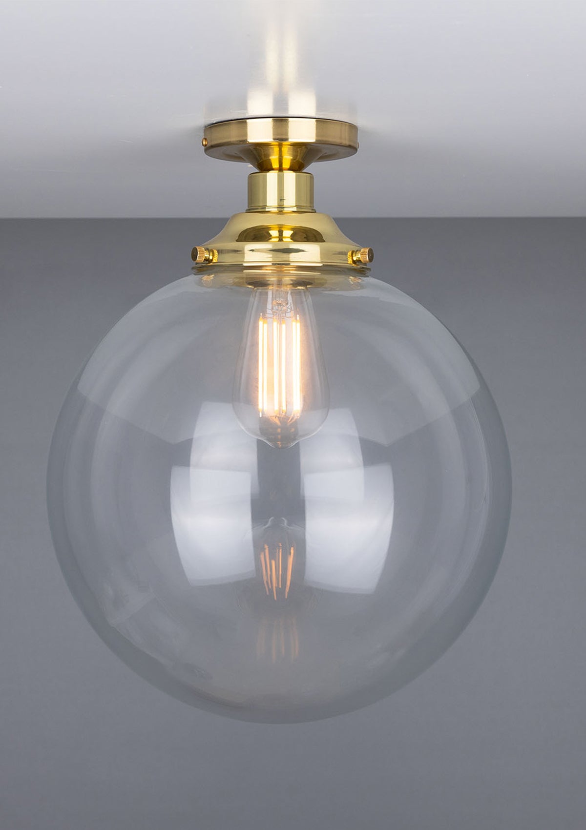 Riad Clear Glass Globe Flush Ceiling Light