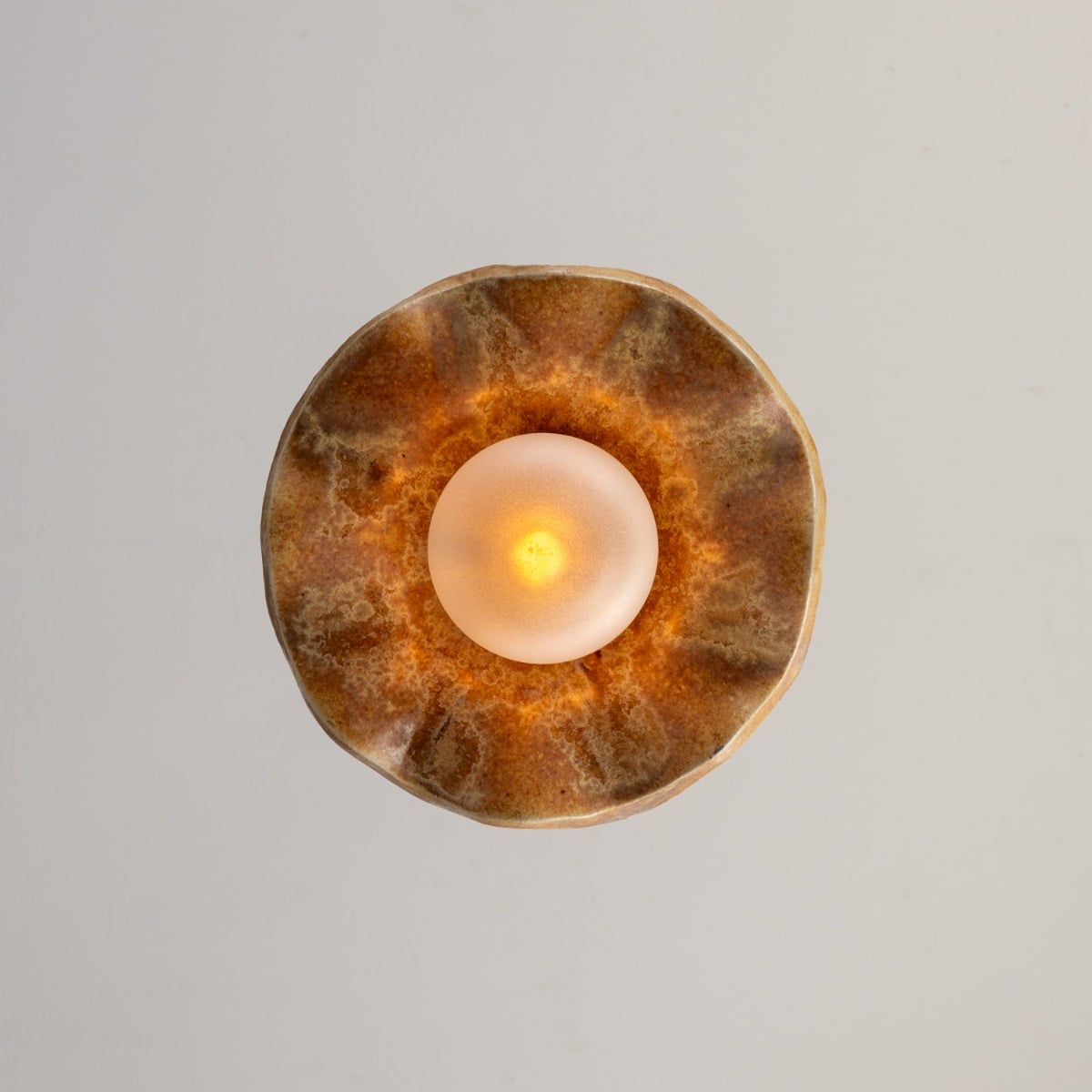Rivale Pendant Light with Wavy Ceramic Shade, Oatstone