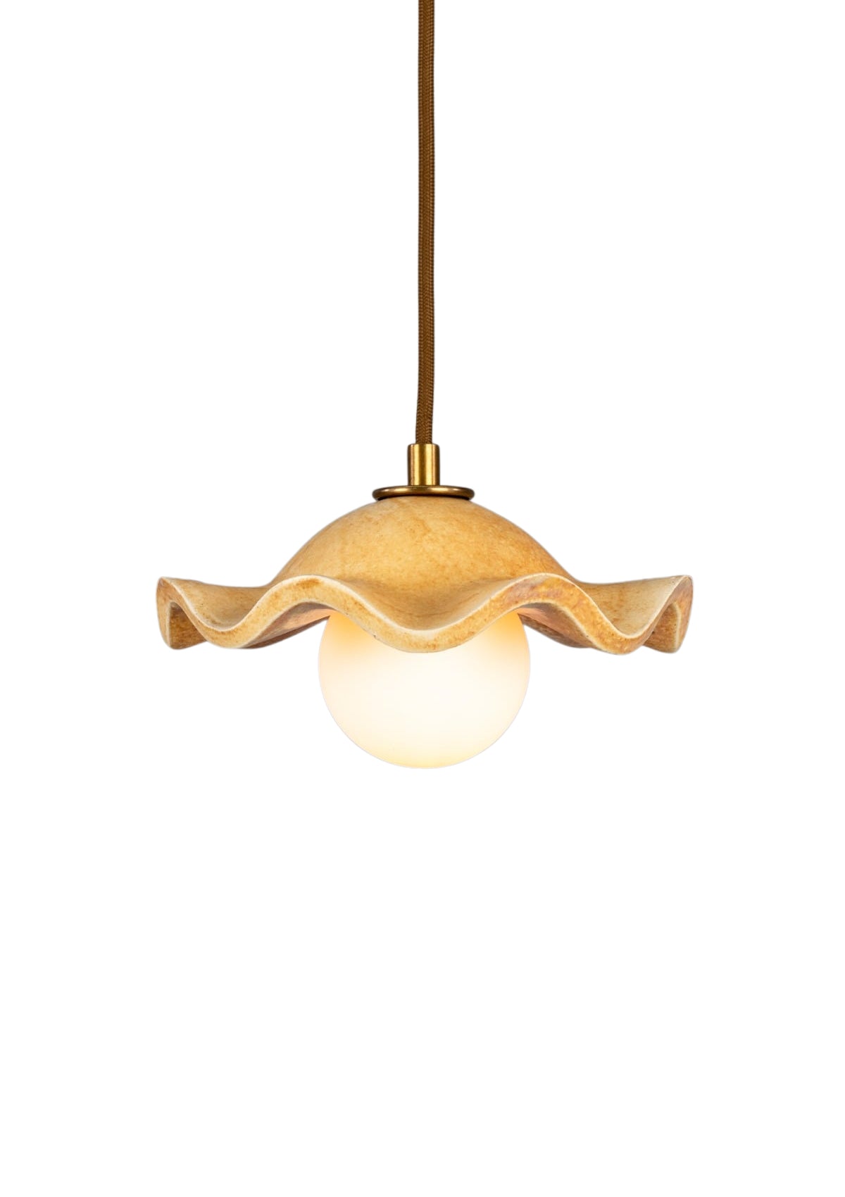 Rivale Pendant Light with Wavy Ceramic Shade, Oatstone