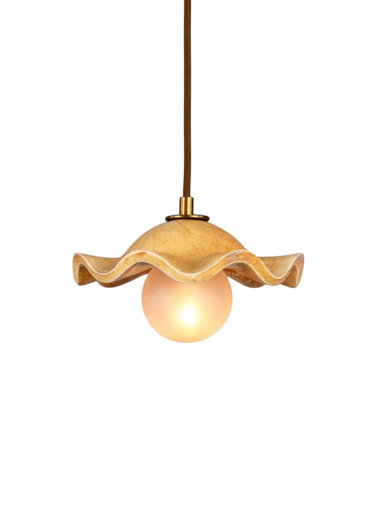 Rivale Pendant Light with Wavy Ceramic Shade, Oatstone