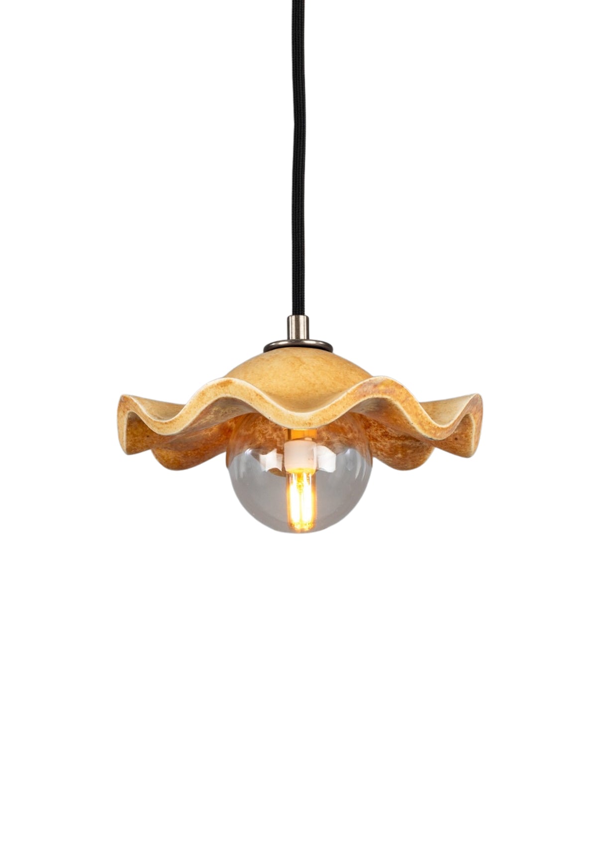 Rivale Pendant Light with Wavy Ceramic Shade, Oatstone